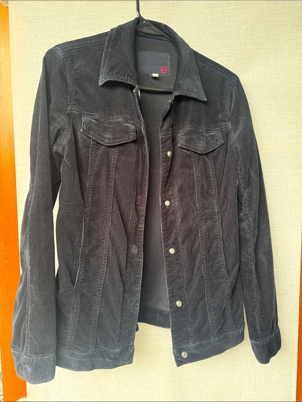 AG Black Corduroy Button-Front Jacket Size S